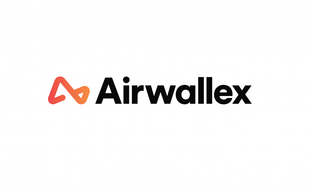 Logo Airwallex màu đen với biểu tượng cam trên nền trắng