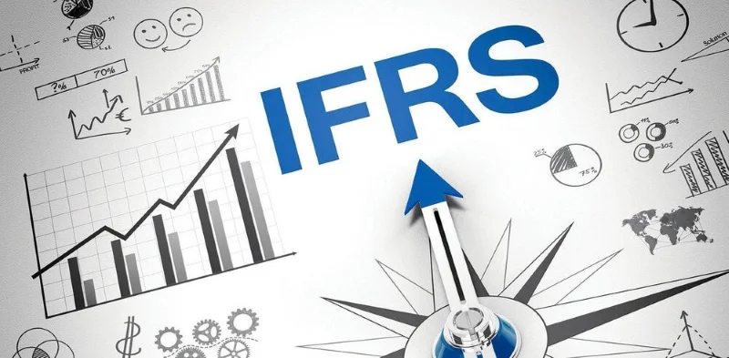 Chữ IFRS giữa các biểu đồ tài chính