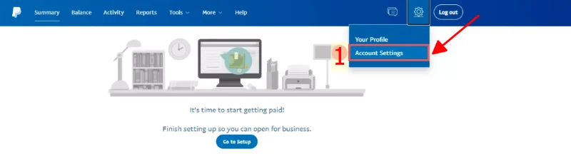Chọn công cụ thanh toán trong tài khoản PayPal