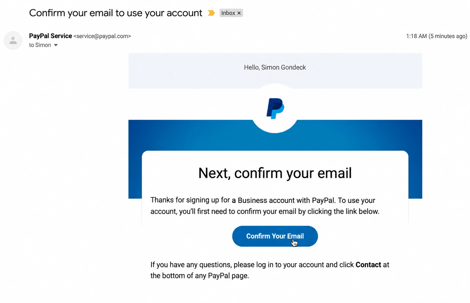 Email xác nhận tài khoản PayPal trong ảnh năm 2023