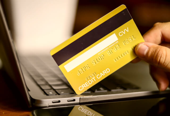 Customer entering card details at online checkout